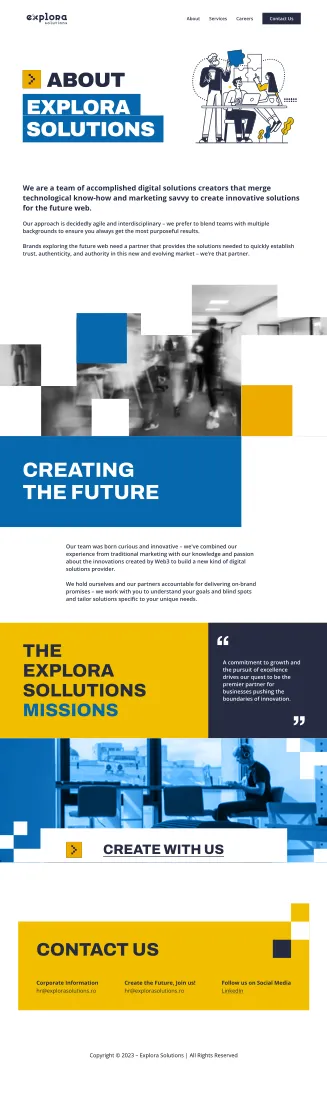 First page of the Explora brand identity presentation
